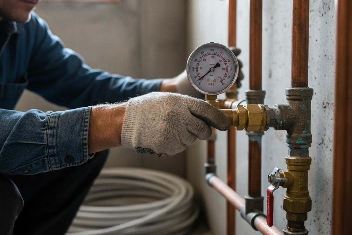 Pressure testing a repaired line during Water Line Repair in Moody AFB