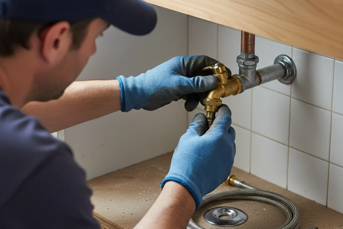 Shutoff valve and fitting work during Burst Pipe Repair in Moody AFB